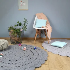 Pouf enfant tricoté Lili lin (30 x 20 cm)