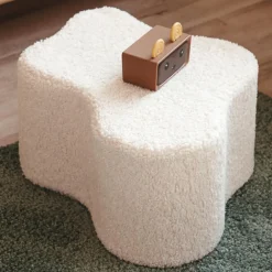 Pouf Nuage Cloud Cream White molletonné