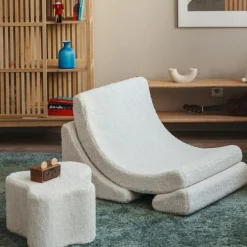 Pouf Nuage Cloud Cream White molletonné