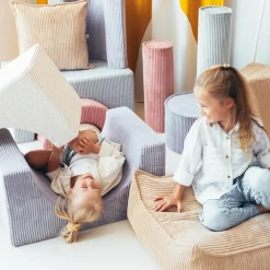 Pouf Ottoman Square Brown Sugar velours côtelé