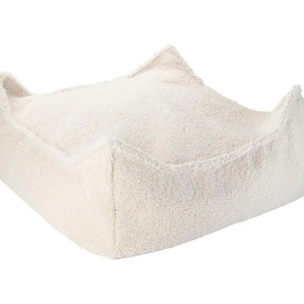Pouf Ottoman Square Cream White molletonné