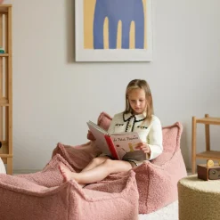 Pouf Ottoman Square Guava Pink molletonné