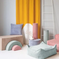 Pouf Ottoman Square Peppermint velours côtelé