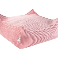 Pouf Ottoman Square Pink Mouse velours côtelé