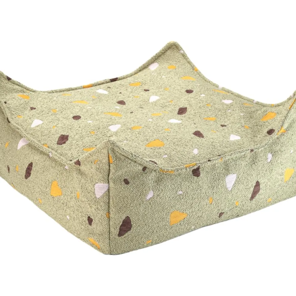 Pouf Ottoman Square Terrazzo Moss