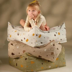 Pouf Ottoman Square Terrazzo Moss