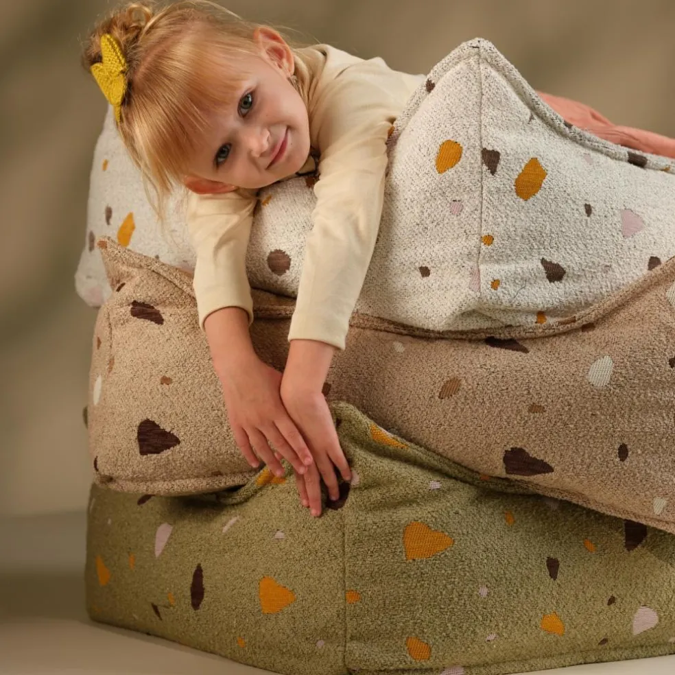 Pouf Ottoman Square Terrazzo Moss