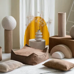 Pouf Ottoman Square Toffee velours côtelé