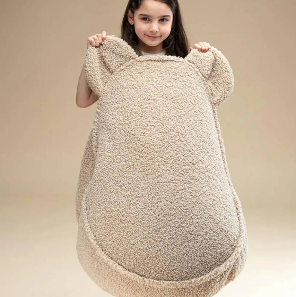 Pouf ours Biscuit molletonné