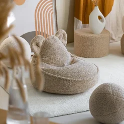 Pouf ours Biscuit molletonné