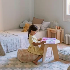 Pouf Vichy bleu-vert