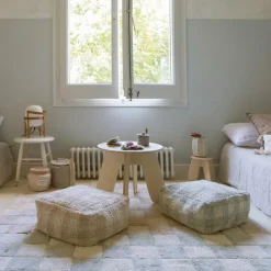 Pouf Vichy bleu-vert