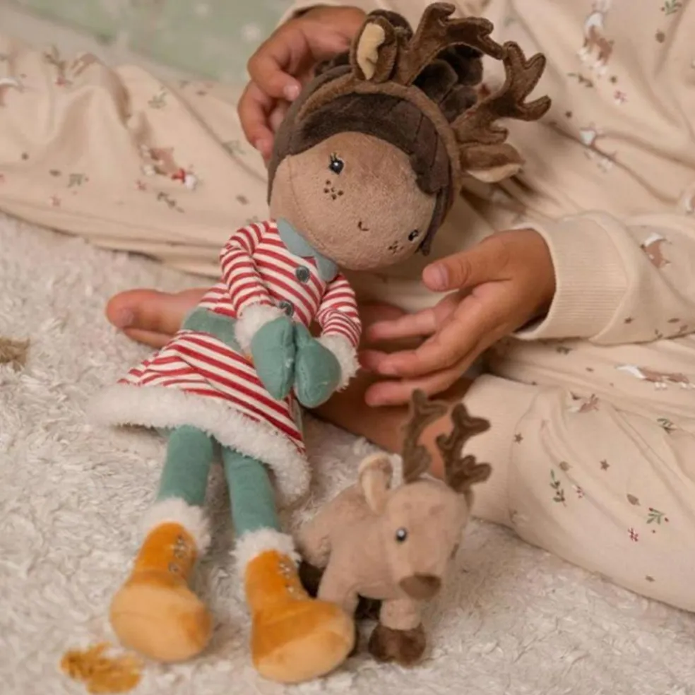 Poupée souple Evi et son renne (35 cm)