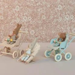 Poussette double Bébés Souris bleu