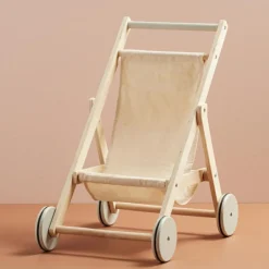 Poussette en bois pour poupée nature