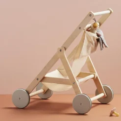 Poussette en bois pour poupée nature