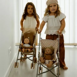 Poussette pour poupée Gaze Damier (personnalisable)