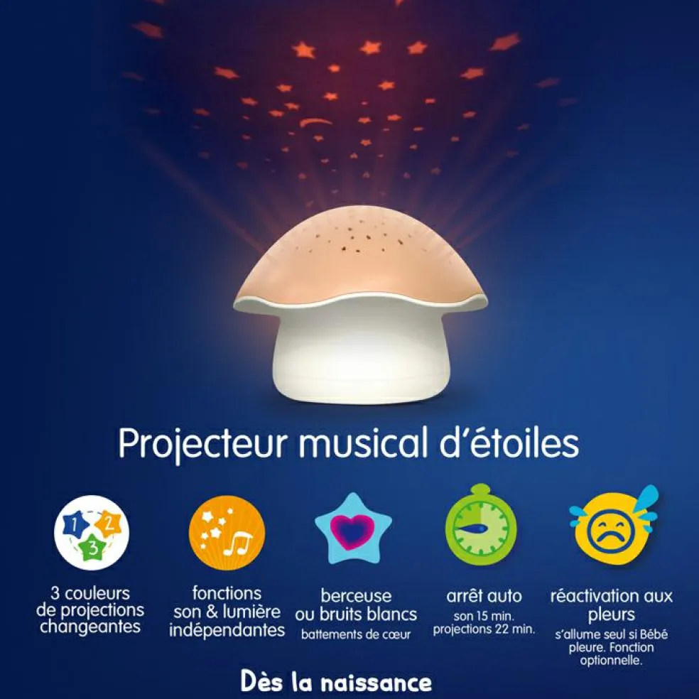 Projecteur d'étoiles Champignon rose