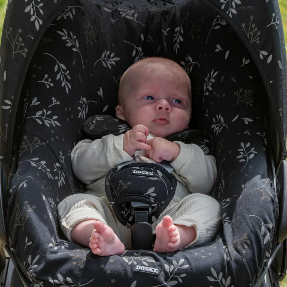 Protection pour sangles de siège auto universel Romantic Leaves Noir