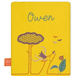 Protège carnet de santé daim moutarde (personnalisable)