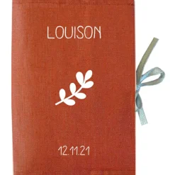 Protège carnet de santé en lin Terracotta (personnalisable)