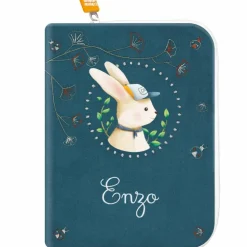 Protège carnet de santé lapin casquette (personnalisable)