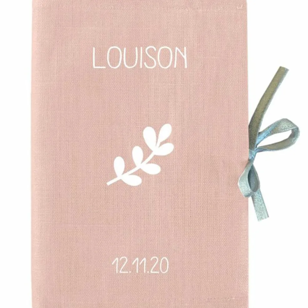 Protège carnet de santé rose poudré (personnalisable)