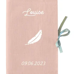Protège carnet de santé rose poudré (personnalisable)
