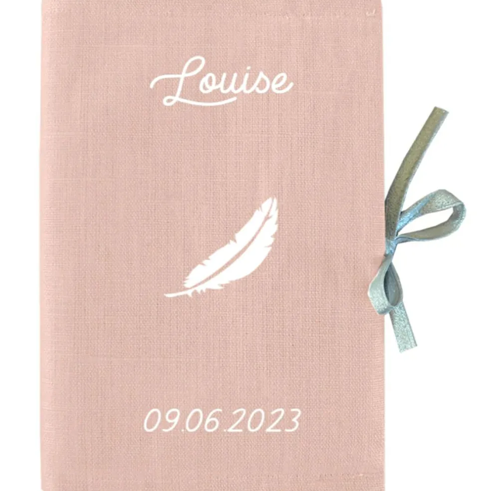 Protège carnet de santé rose poudré (personnalisable)