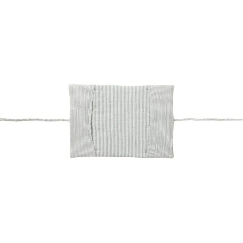 Protège-carnet de santé gaze de coton rayé vert de gris