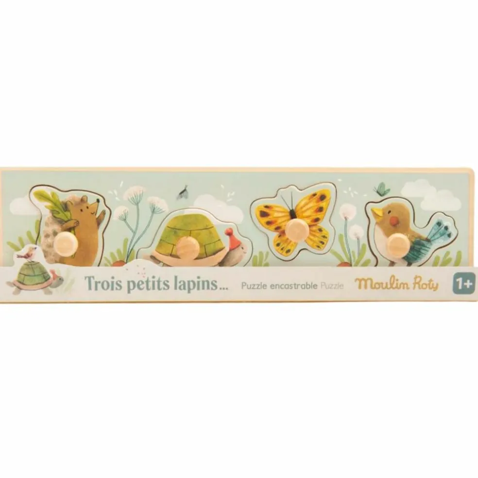 Puzzle encastrable 4 animaux Trois petits lapins
