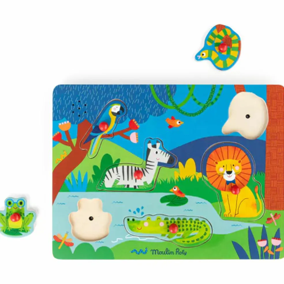 Puzzle sonore animaux en bois Les Toupitis