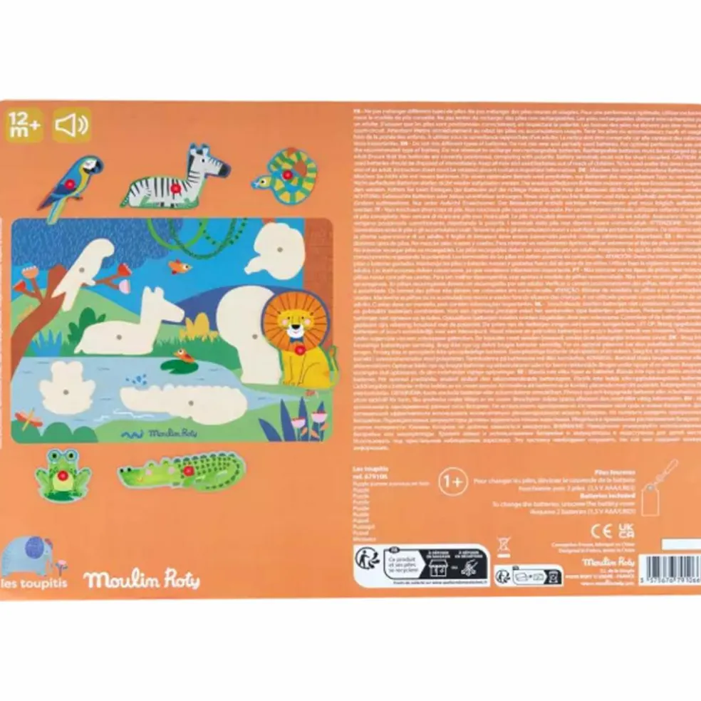 Puzzle sonore animaux en bois Les Toupitis