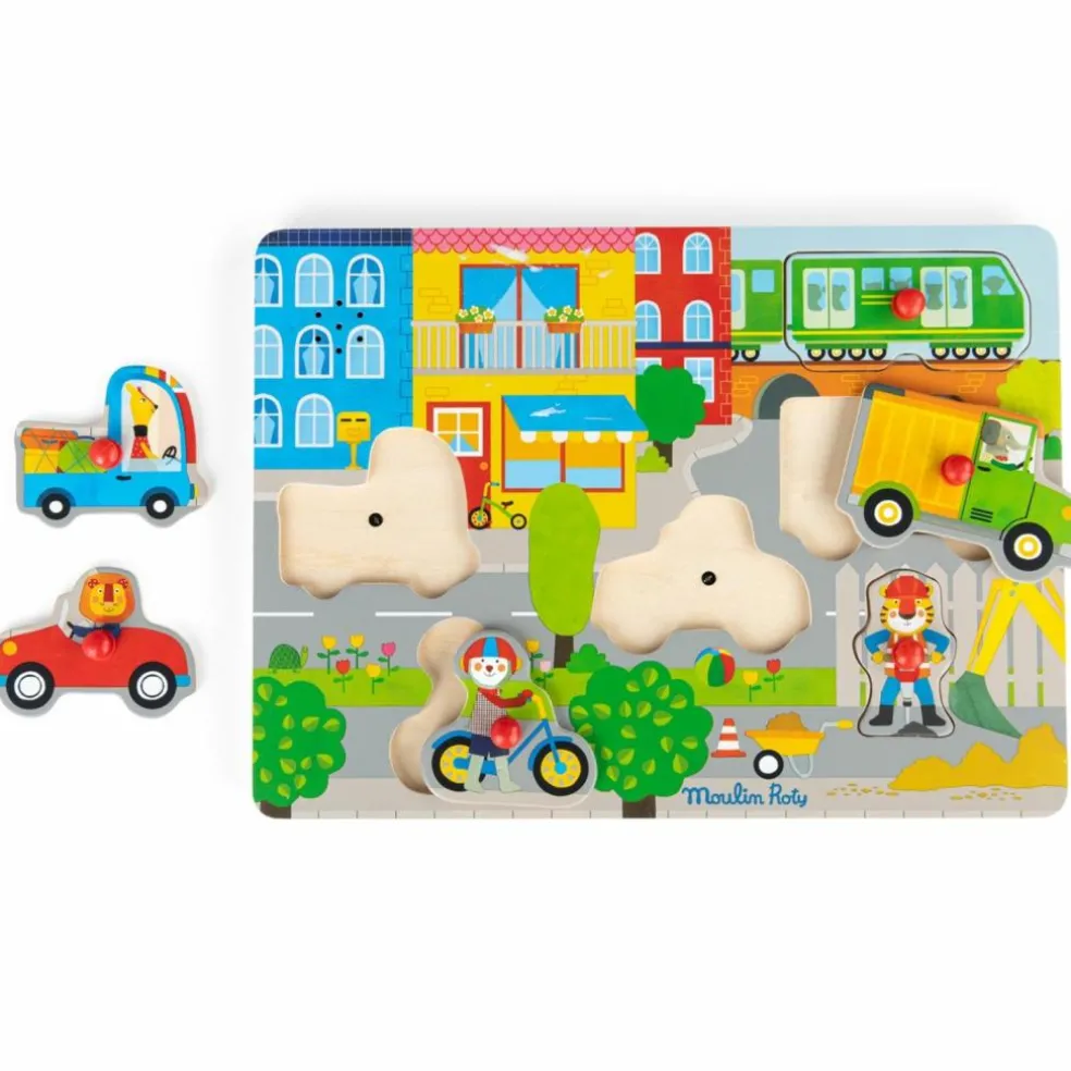 Puzzle sonore ville en bois Les Popipop