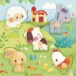 Puzzle tactile en bois Ferme (5 pièces)