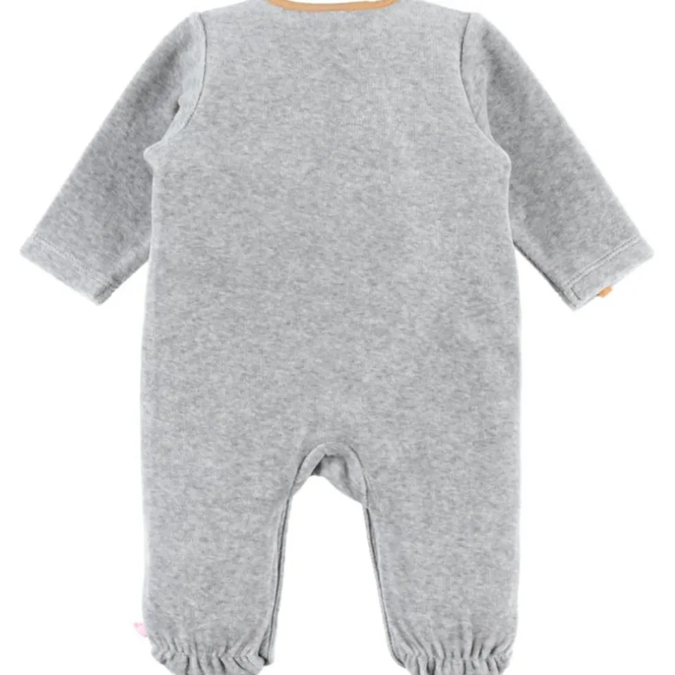 Pyjama chaud Babou & Kendi en velours gris (6 mois)