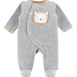 Pyjama chaud Babou & Kendi en velours gris (3 mois)