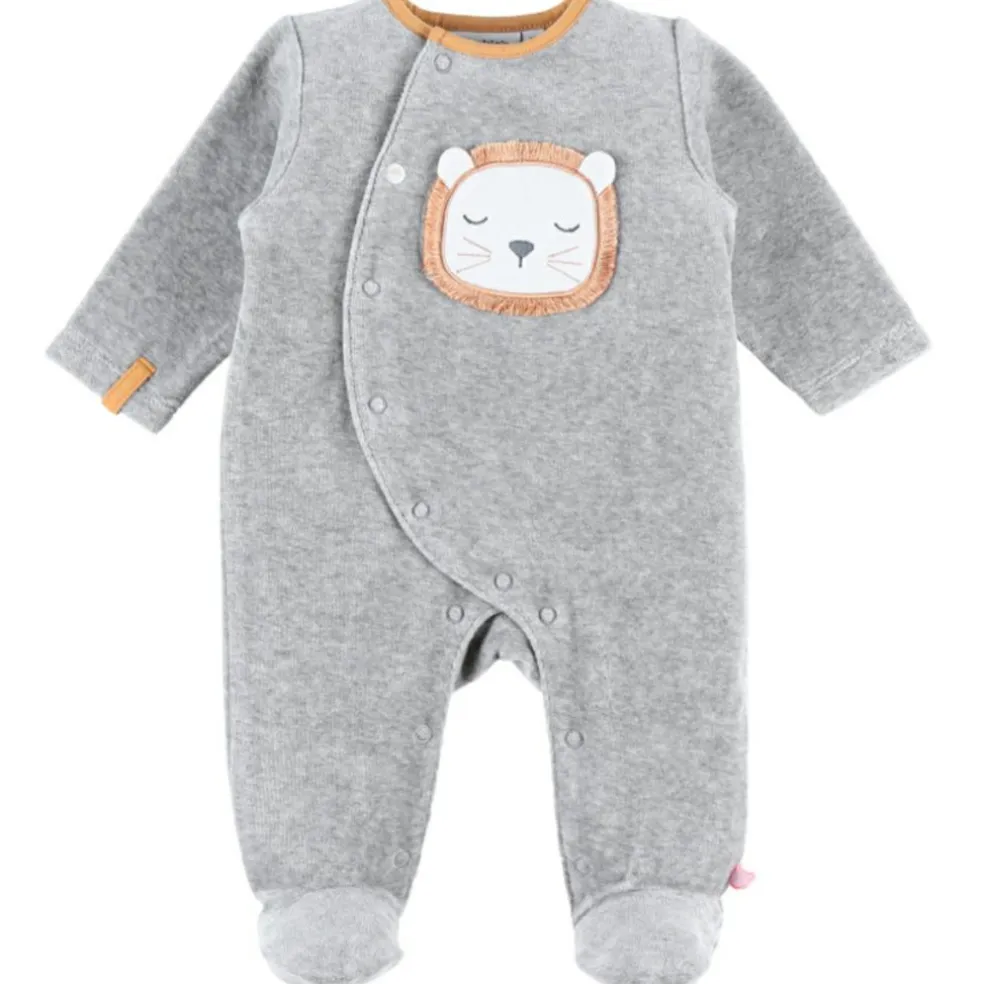Pyjama chaud Babou & Kendi en velours gris (3 mois)