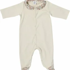 Pyjama coton en interlock beige et col claudine liberty (1 mois)