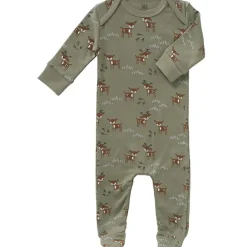 Pyjama en coton bio Deer olive (6-12 mois : 67 à 74 cm)