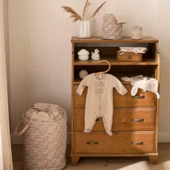 Pyjama hiver en velours beige et nœuds liberty (1 mois)