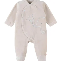 Pyjama velours beige éléphant (dès la naissance)