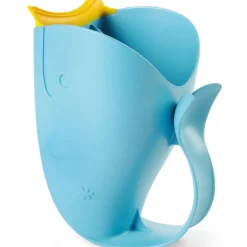 Rince-tête baleine Moby bleu et jaune