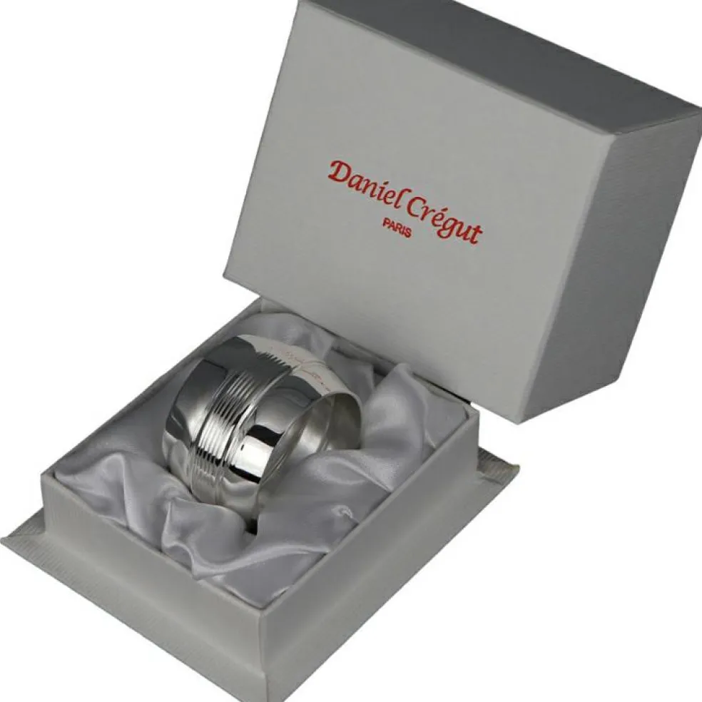 Rond de serviette Filets personnalisable (métal argenté) dans son coffret