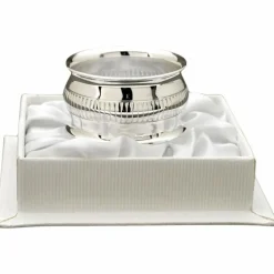 Rond de serviette Godron en métal argenté + coffret (personnalisable)