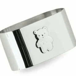 Rond de serviette Lien Ourson personnalisable (métal argenté)