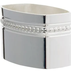 Rond de serviette Lien Perles personnalisable (métal argenté) dans son coffret