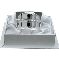 Rond de serviette Perles en métal argenté + coffret (personnalisable)