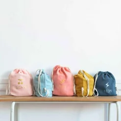 Sac à dos à ficelles Beige rosé (personnalisable)