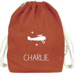 Sac à dos à ficelles terracotta (personnalisable)